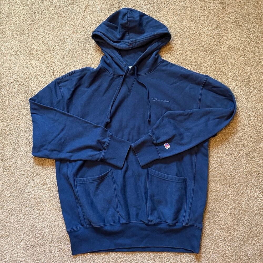 Champion Men's Powerblend Fleece Pullover Hoodie Small Navy Blue